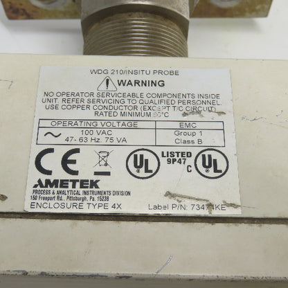 Ametek WDG 210/INSITU O2 Flue Gas Analyzer 100VAC 75VA 36-1/2" Probe 45" OAL
