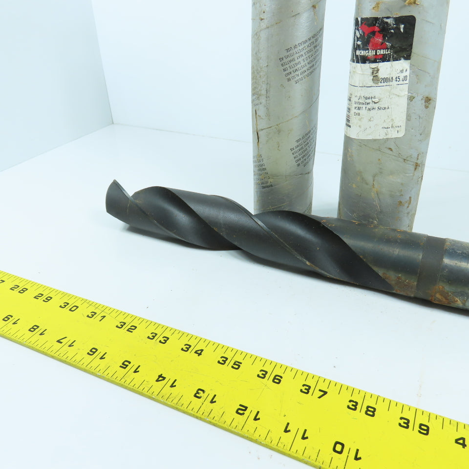 Michigan Drill 45mm HSS 2-Flute Spiral Drill Bit 448mm OAL #5 MT Shank 118° USA