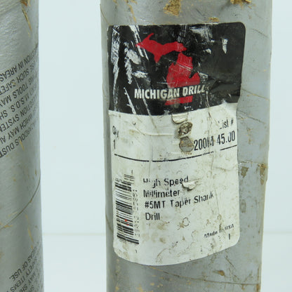 Michigan Drill 45mm HSS 2-Flute Spiral Drill Bit 448mm OAL #5 MT Shank 118° USA