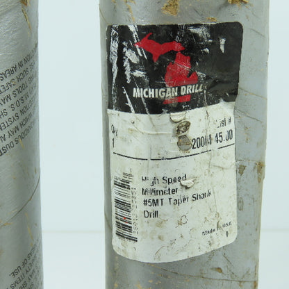 Michigan Drill 45mm HSS 2-Flute Spiral Drill Bit 448mm OAL #5 MT Shank 118° USA