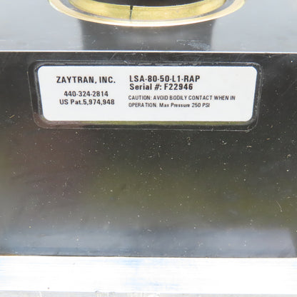 Zaytran Inc. LSA-80-50-L1-RAP Pneumatic Actuator 250PSI