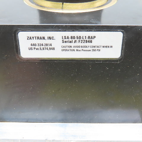 Zaytran Inc. LSA-80-50-L1-RAP Pneumatic Actuator 250PSI
