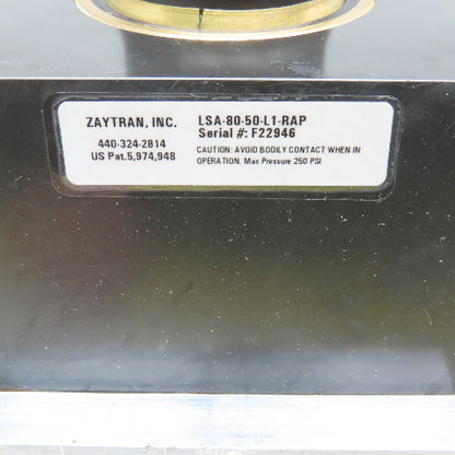 Zaytran Inc. LSA-80-50-L1-RAP Pneumatic Actuator 250PSI