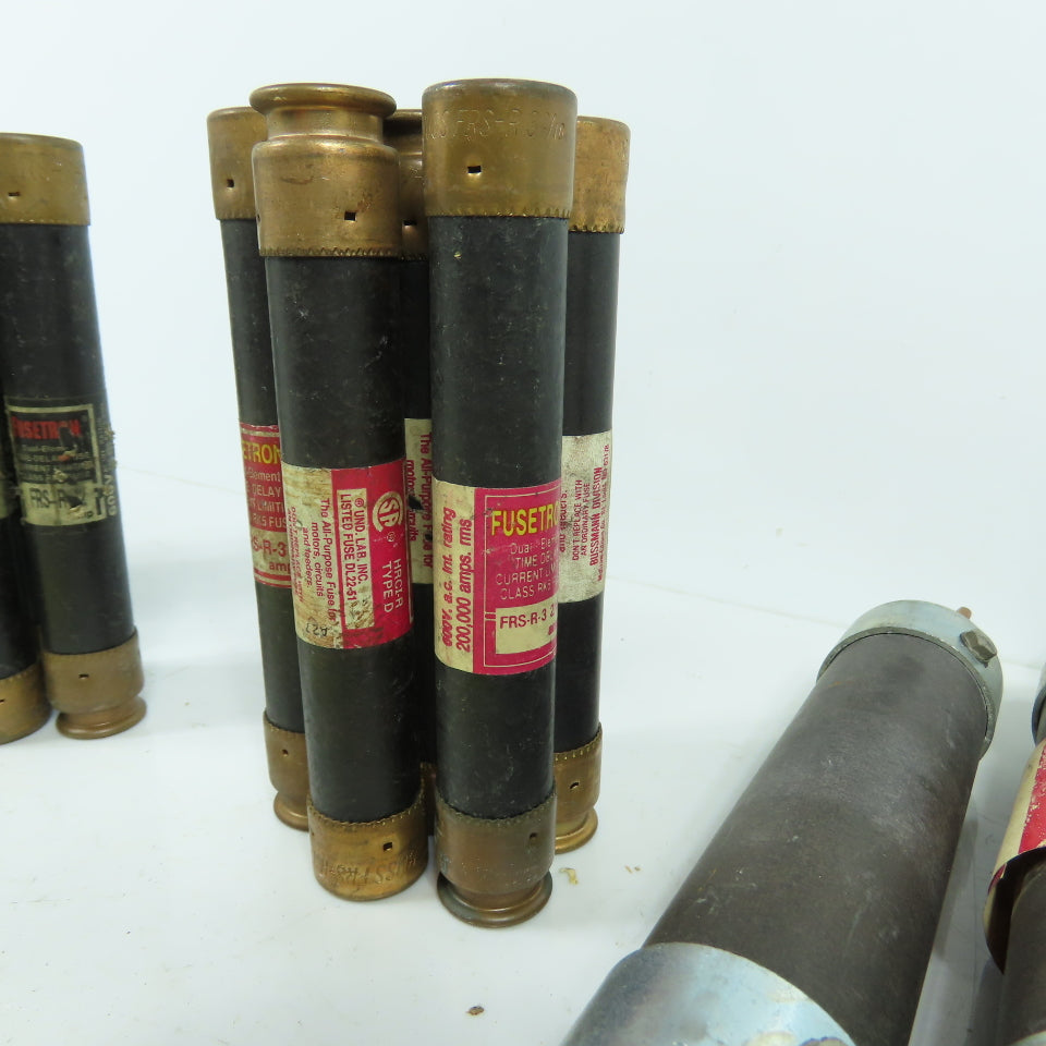 Fusetron FRS-R Large Lot Of Time Delay Fuses 600VAC 2.5A, 12A, 80A 3A, 5A Lot/21