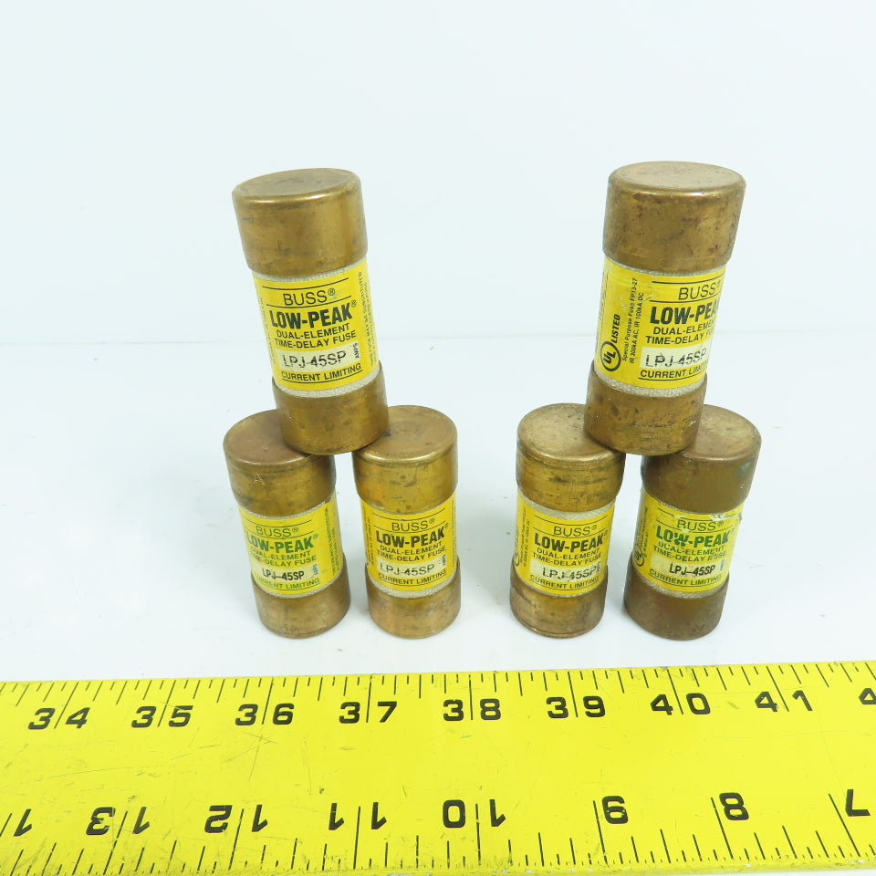 Buss LPJ-45SP Low Peak 45A Dual Element Time Delay Fuses 600VAC Lot Of 6
