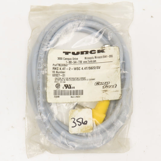 Turck RKC 4.4T-2-WSC 4.4T/S622/SV M12 Eurofast Cordset Extension Cable 6'