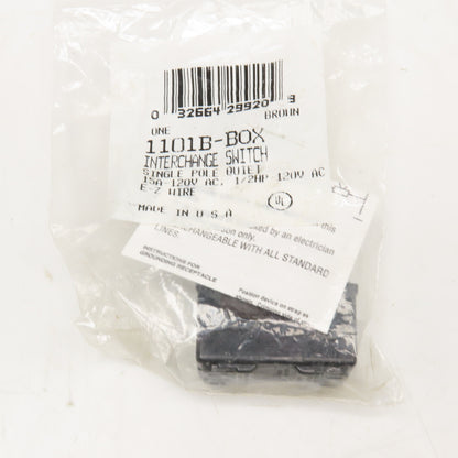 Eagle 1101B-BOX Brown Interchange Switch 1 Pole Quiet 15A-120V 1/2Hp E-Z Wire