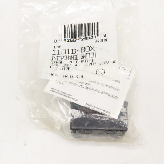 Eagle 1101B-BOX Brown Interchange Switch 1 Pole Quiet 15A-120V 1/2Hp E-Z Wire