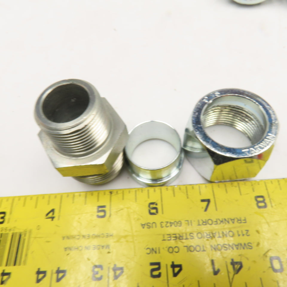 Parker 3/4" NPT Male x 1" P-16 Compression Straight Tube Fitting Lot Of 4