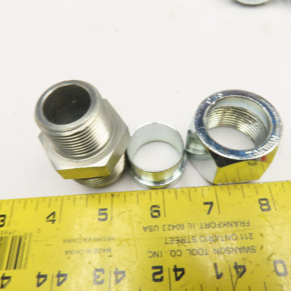 Parker 3/4" NPT Male x 1" P-16 Compression Straight Tube Fitting Lot Of 4