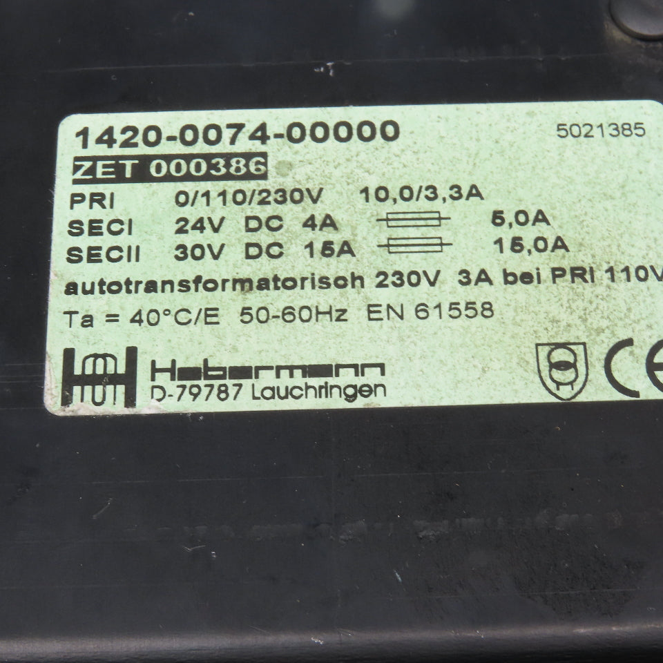 Habermann 1420-0074-0000 110-230V AC Primary 20/30V DC Rectifier Transformer