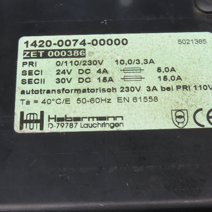 Habermann 1420-0074-0000 110-230V AC Primary 20/30V DC Rectifier Transformer