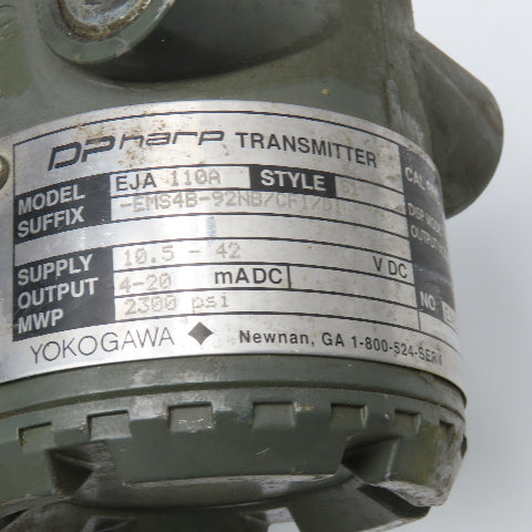 Yokogawa EJA110A Differential Pressure Transmitter 10.5-142VDC
