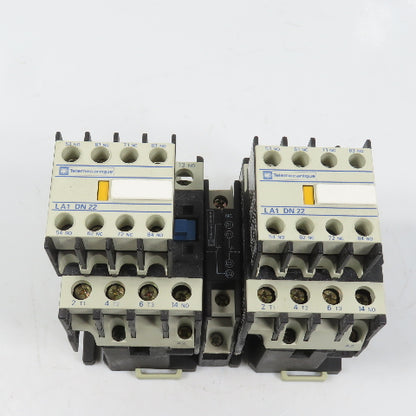 Telemecanique LC1D2510 15HP Interlocked Reversing Contactor 120V Coil W/LA1 DN22