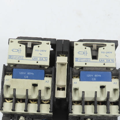 Telemecanique LC1D2510 15HP Interlocked Reversing Contactor 120V Coil W/LA1 DN22
