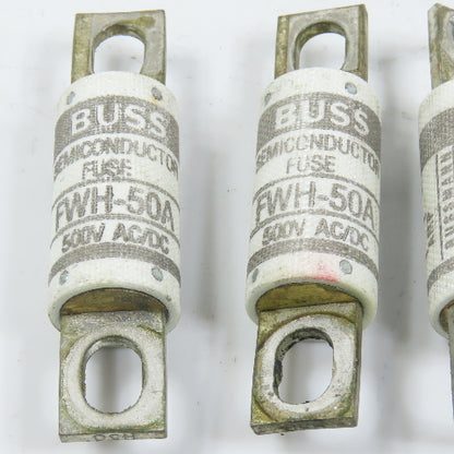 Bussmann FWH-50A Semiconductor Fuse 50A 500V AC/DC Lot Of 3