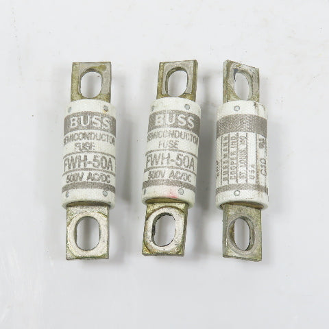 Bussmann FWH-50A Semiconductor Fuse 50A 500V AC/DC Lot Of 3