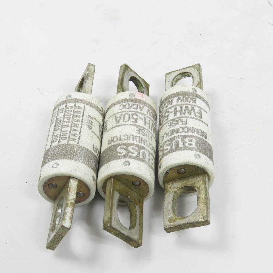 Bussmann FWH-50A Semiconductor Fuse 50A 500V AC/DC Lot Of 3