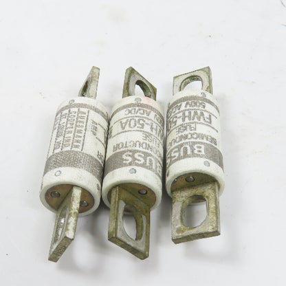 Bussmann FWH-50A Semiconductor Fuse 50A 500V AC/DC Lot Of 3