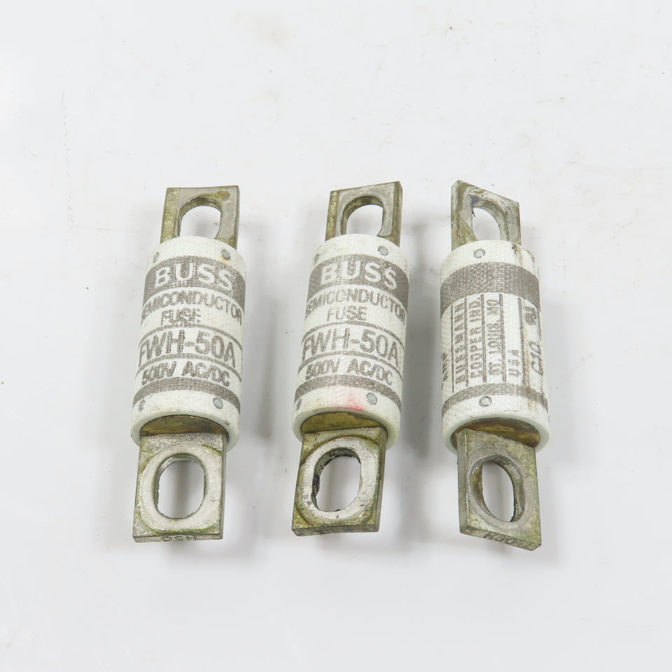 Bussmann FWH-50A Semiconductor Fuse 50A 500V AC/DC Lot Of 3