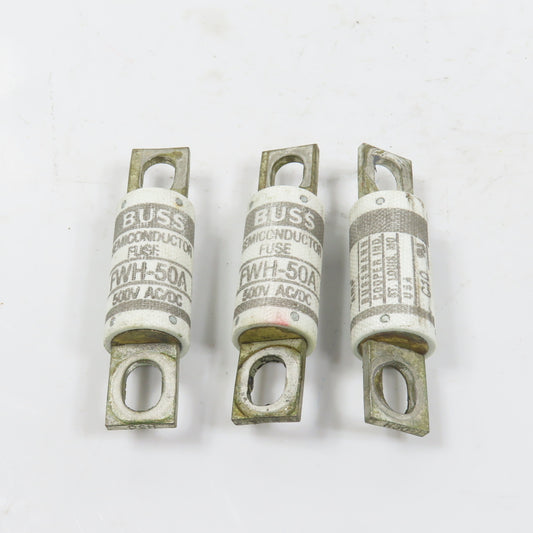 Bussmann FWH-50A Semiconductor Fuse 50A 500V AC/DC Lot Of 3