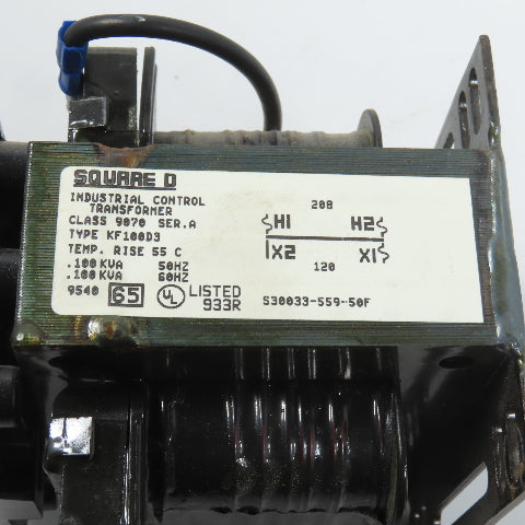 Square D KF100D3 0.100kVA Fusible Control Transformer Pri 208V Sec 120V 1PH
