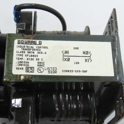 Square D KF100D3 0.100kVA Fusible Control Transformer Pri 208V Sec 120V 1PH