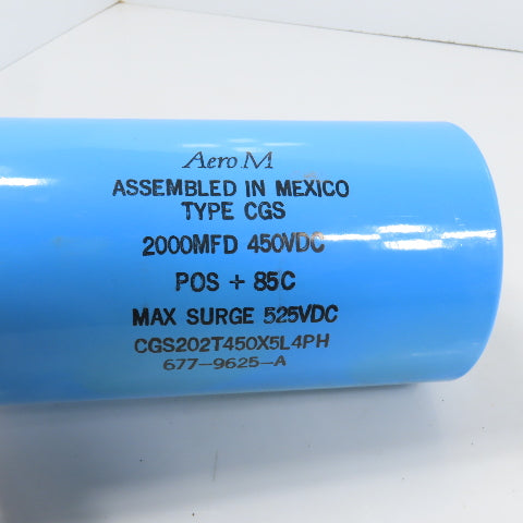 Aero M CGS202T450X5L4PH Type CGS 2000MFD 450VDC Capacitor Max 525VDC