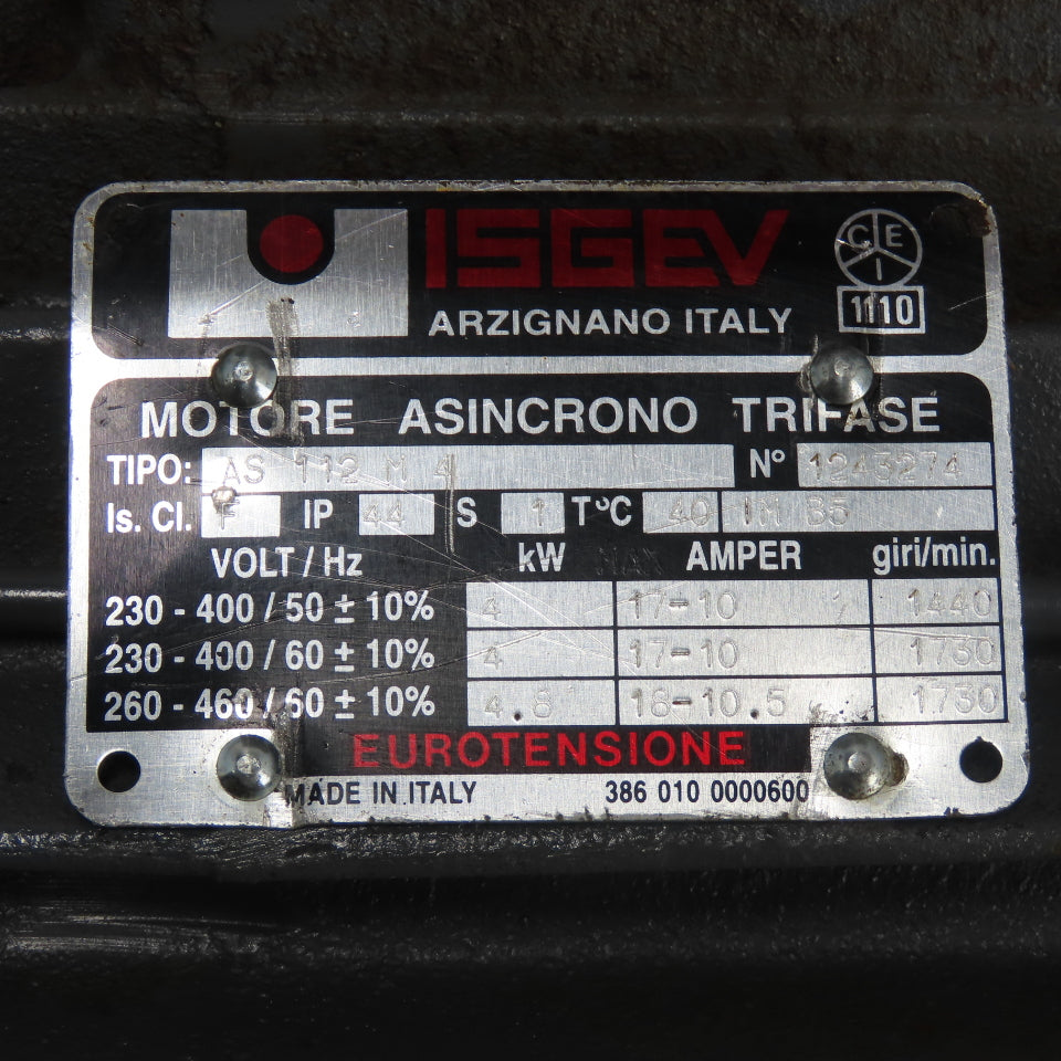 Isgev AS 112 M 4 3Ph Asynchronous Motor 4/4.8kW 1730RPM 230-460V 50/602Hz