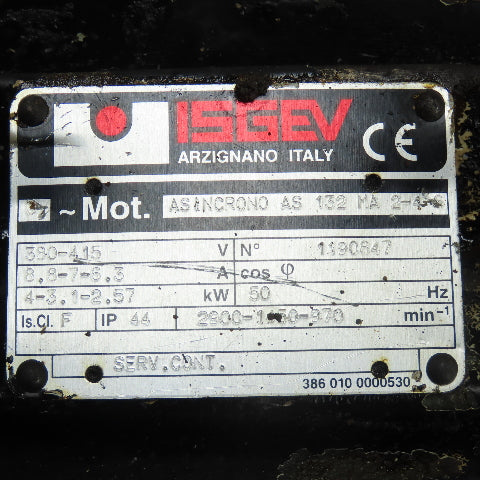 Isgev Asincrono AS 132 MA 2-4-6 4KW Electric Motor 3Ph 30/415V 3Ph 2900RPM