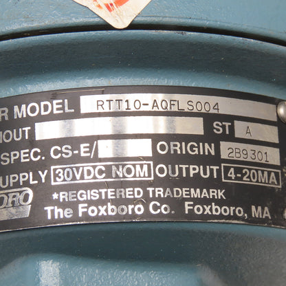 Foxboro RTT10-AQFLS004 Temperature Transmitter 50-250°F 30VDC