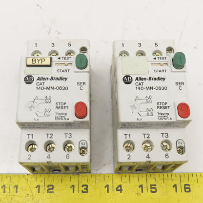 Allen Bradley 140-MN-0630 600V 25A 20Hp Manual Motor Starter 4.0-6.3A Trip Lot/2