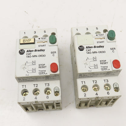 Allen Bradley 140-MN-0630 600V 25A 20Hp Manual Motor Starter 4.0-6.3A Trip Lot/2