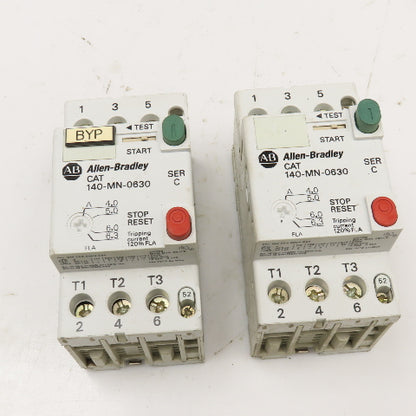 Allen Bradley 140-MN-0630 600V 25A 20Hp Manual Motor Starter 4.0-6.3A Trip Lot/2