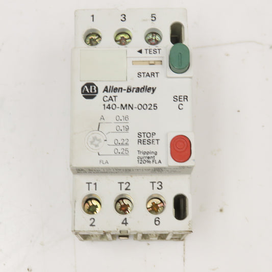 Allen Bradley 140-MN-0025 600V 2.5A 1Hp Manual Motor Starter 0.16-.25 Trip
