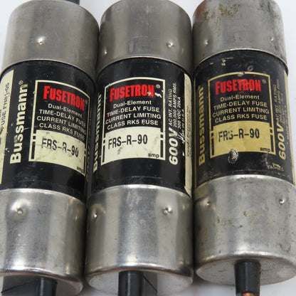 Bussmann FRS-R90 Fusetron 90A 600V Time Delay Class RK5 Fuse Lot Of 3