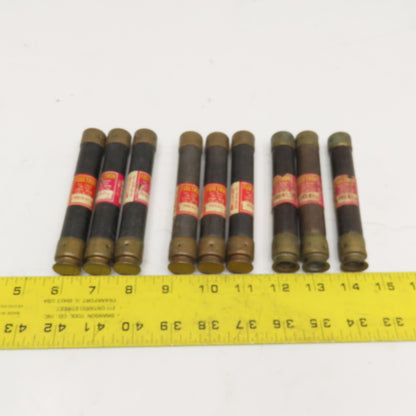 Bussmann FRS-R-3-2/10 3-2/10A, 1-1/4A, 2A Time Delay Class RK5 Fuse Lot Of 9
