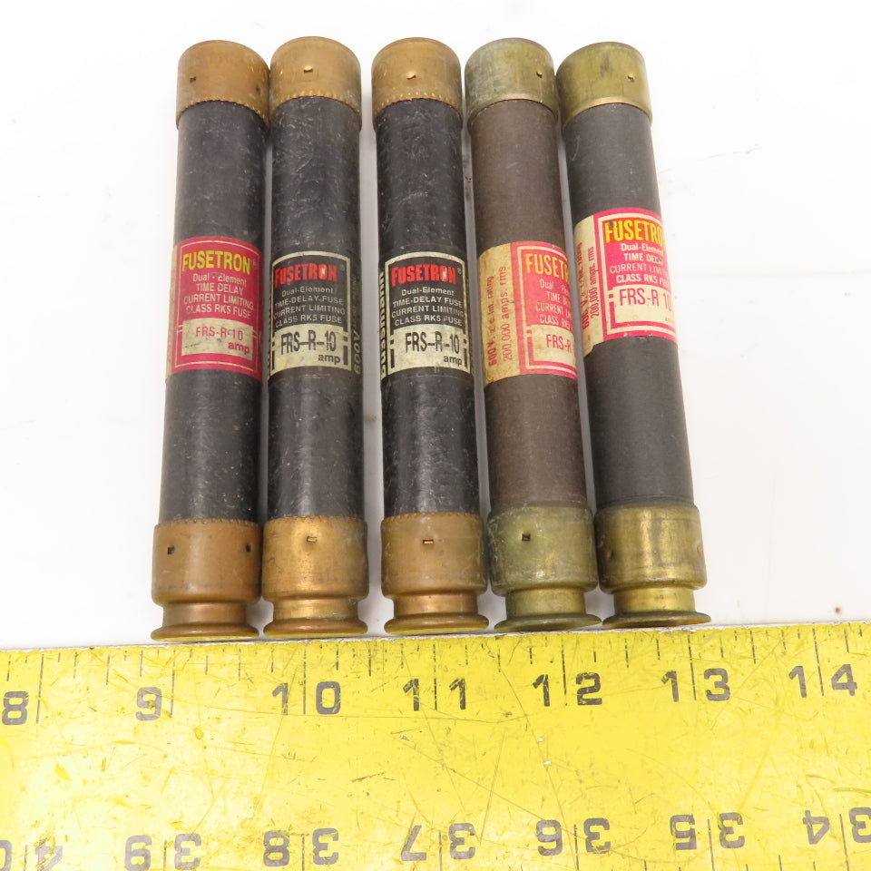 Bussmann FRS-R-10 Fusetron 10A 600V Time Delay Class RK5 Fuse Lot Of 5