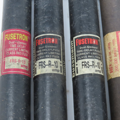 Bussmann FRS-R-10 Fusetron 10A 600V Time Delay Class RK5 Fuse Lot Of 5