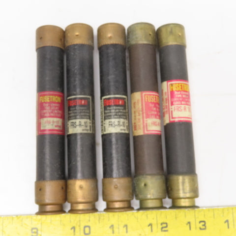 Bussmann FRS-R-10 Fusetron 10A 600V Time Delay Class RK5 Fuse Lot Of 5