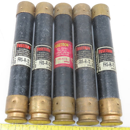 Bussmann FRS-R-12 Fusetron 12A 600V Time Delay Class RK5 Fuse Lot Of 5