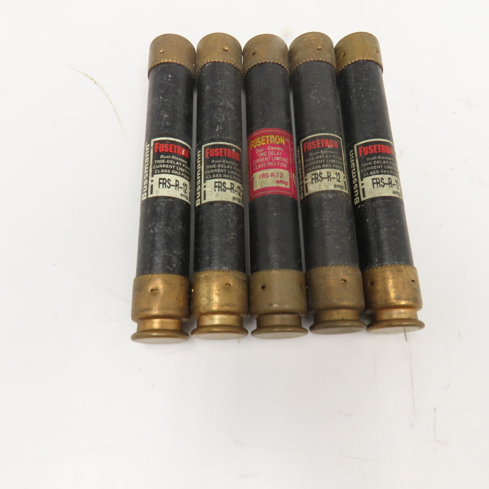 Bussmann FRS-R-12 Fusetron 12A 600V Time Delay Class RK5 Fuse Lot Of 5