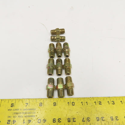 Weatherhead 1/4" NPT Zinc Coated Steel Hex Nipple Lot Of 11