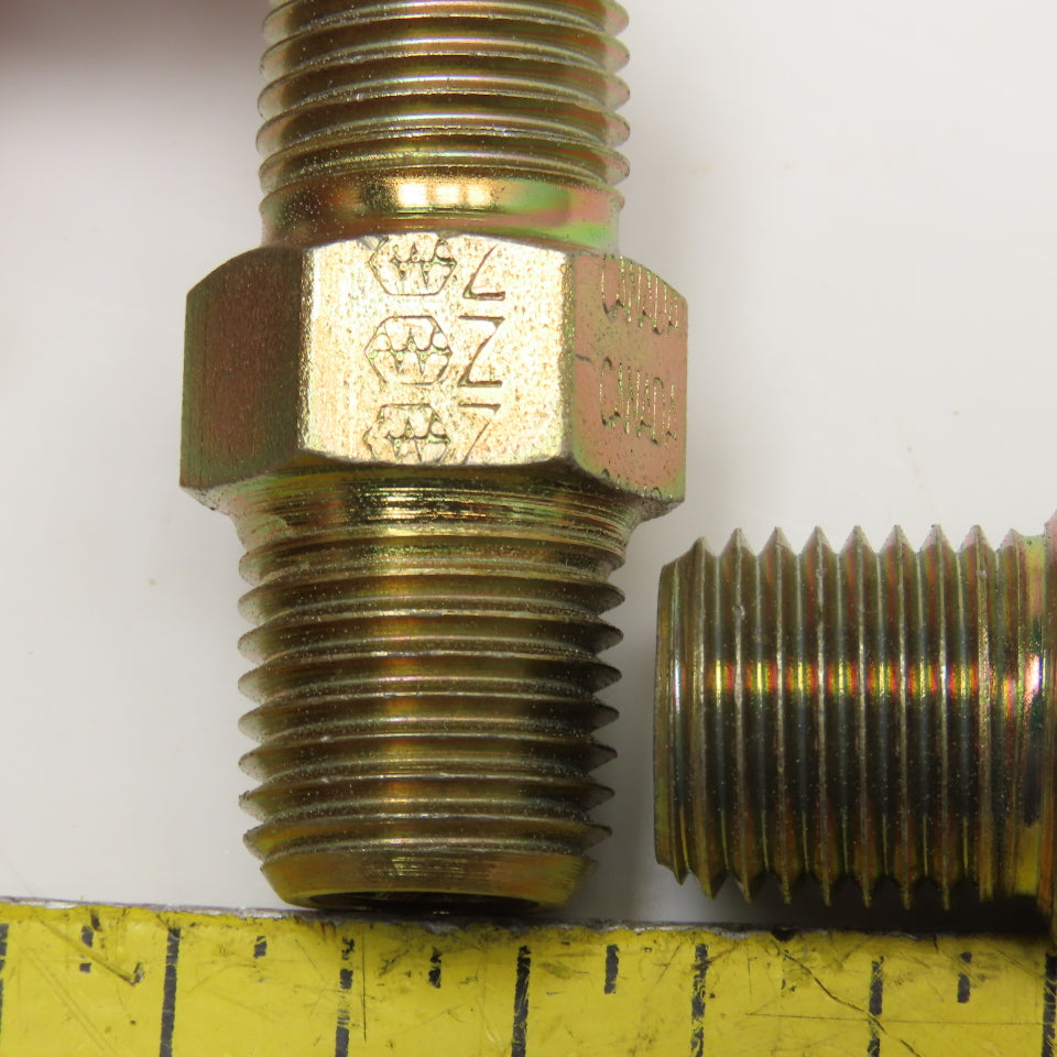 Weatherhead 1/4" NPT Zinc Coated Steel Hex Nipple Lot Of 11