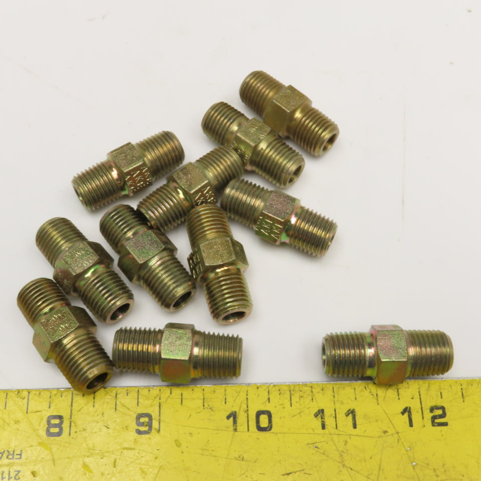 Weatherhead 1/4" NPT Zinc Coated Steel Hex Nipple Lot Of 11