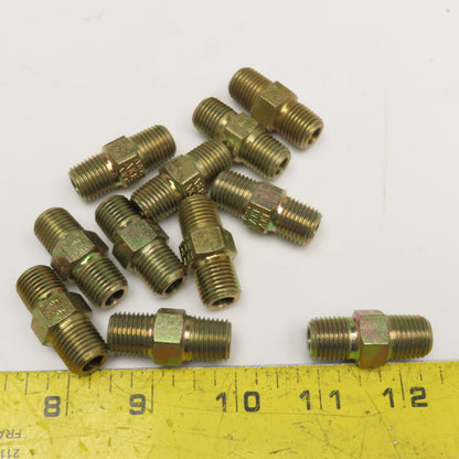 Weatherhead 1/4" NPT Zinc Coated Steel Hex Nipple Lot Of 11
