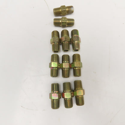 Weatherhead 1/4" NPT Zinc Coated Steel Hex Nipple Lot Of 11