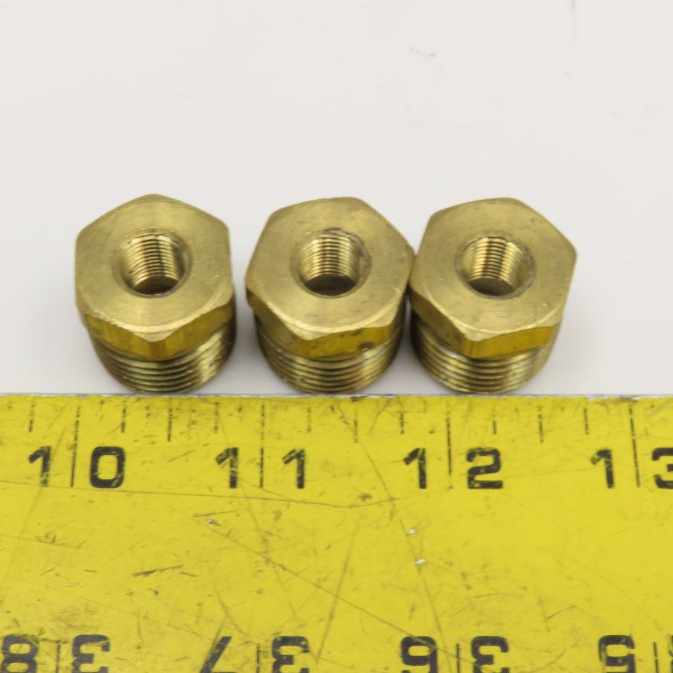 1/2" NPT x 1/8" NPT Brass Hex Bushing Lot of 3