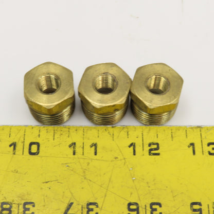 1/2" NPT x 1/8" NPT Brass Hex Bushing Lot of 3
