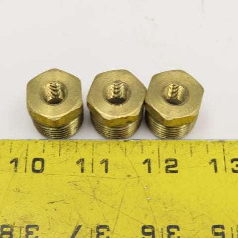 1/2" NPT x 1/8" NPT Brass Hex Bushing Lot of 3